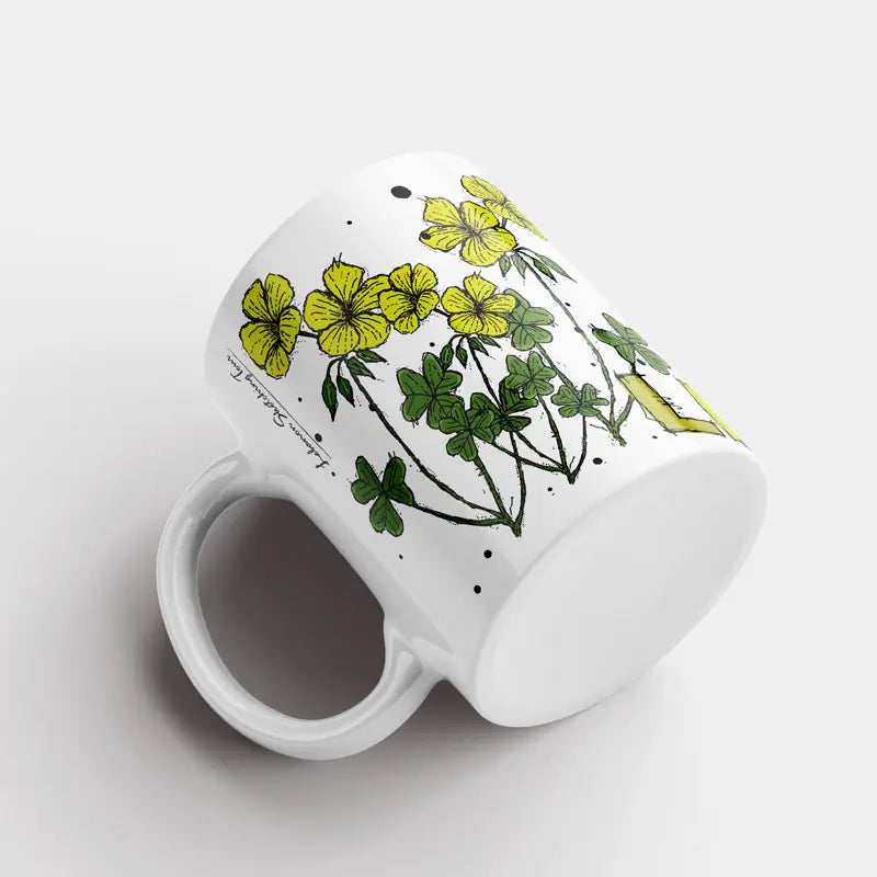 Lebanese botanical yellow flower mug.